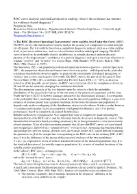ROC Curve Analysis and Medical Decision Making
