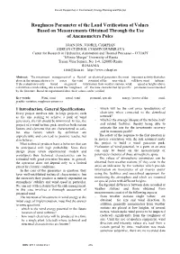 Roughness Parameter of the Land Verification of Values Based on Measurements Obtained Through the Use of Anemometers Poles
