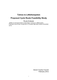 Totnes to Littlehempston Feasibility Report