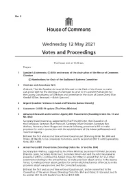 Votes and Proceedings for 12 May 2021