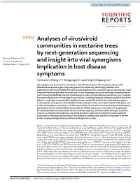 Analyses of Virus/Viroid Communities in Nectarine Trees by Next