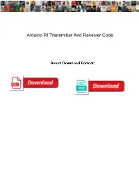 Arduino Rf Transmitter and Receiver Code