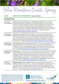 DATES SPRING EVENT INFORMATION– Updated 22/8