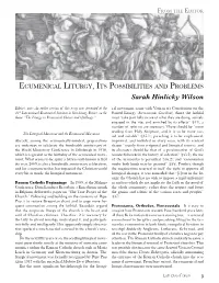 Ecumenical Liturgy, Its Possibilities and Problems