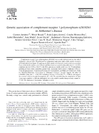 Genetic Association of Complement Receptor 1 Polymorphism