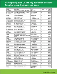 Online EBT Participant List for Albertsons, Safeway, and Vons