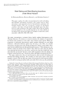 Risk-Taking and Risk-Sharing Incentives Under Moral Hazard&lt;Xref