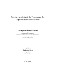 Structure Analysis of the Perseus and the Cepheus B Molecular Clouds