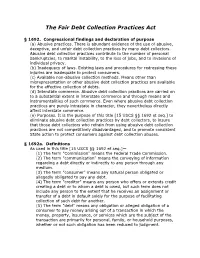 The Fair Debt Collection Practices Act