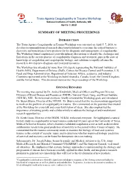 Trans-Agency Coagulopathy in Trauma Workshop SUMMARY OF