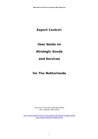 User Guide on Strategic Goods and Services for the Netherlands