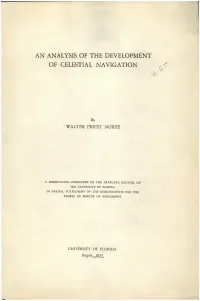 An Analysis of the Development of Celestial Navigation