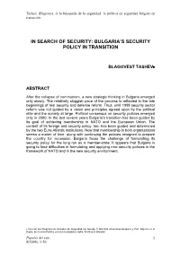 Bulgaria's Security Policy in Transition