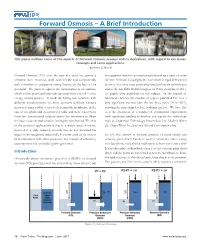 Forward Osmosis – a Brief Introduction