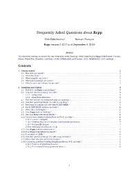 Frequently Asked Questions About Rcpp