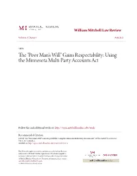 Gains Respectability: Using the Minnesota Multi-Party Accounts Act