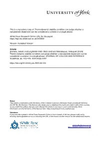Thermodynamic Stability Condition Can Judge Whether a Nanoparticle Dispersion Can Be Considered a Solution in a Single Phase