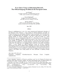 Ever Closer Union Or Babylonian Discord? the Official-Language Problem in the European Union