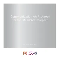 Communication on Progress for the UN Global Compact