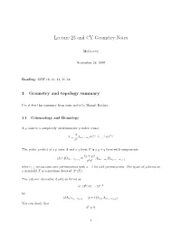 Lecture 23 and CY Geometry Notes