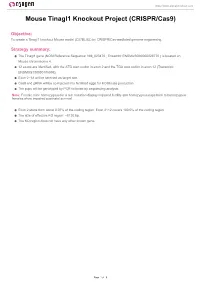 Mouse Tinagl1 Knockout Project (CRISPR/Cas9)