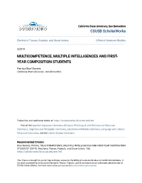 Multicompetence, Multiple Intelligences and First-Year Composition Students" (2019)