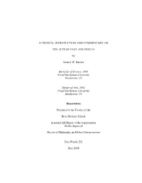 A Critical Introduction and Commentary on the Acts Of