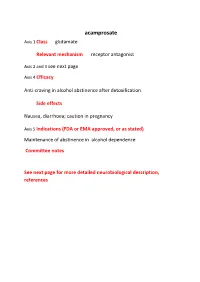 Acamprosate Axis 1 Class Glutamate