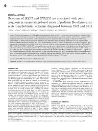 Deletions of IKZF1 and SPRED1 Are Associated with Poor Prognosis in A
