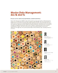 Master Data Management: Dos & Don’Ts