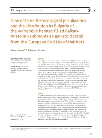 New Data on the Ecological Peculiarities and The