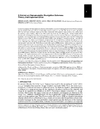 1 a Survey on Homomorphic Encryption Schemes: Theory and Implementation