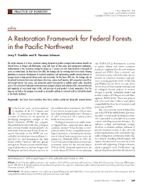 A Restoration Framework for Federal Forests in the Pacific Northwest