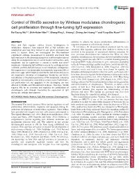 Control of Wnt5b Secretion by Wntless Modulates Chondrogenic Cell Proliferation Through Fine-Tuning Fgf3 Expression Bo-Tsung Wu1,2, Shih-Hsien Wen1,2, Sheng-Ping L