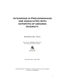 Integrons in Pseudomonads Are Associated with Hotspots of Genomic Diversity