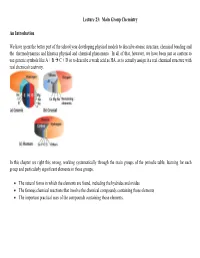 Lecture 25: Main Group Chemistry
