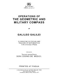 Operations of the Geometric and Military Compass