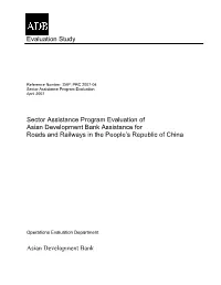 Evaluation of ADB's Assistance for Roads and Railways In