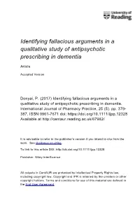 Identifying Fallacious Arguments in a Qualitative Study of Antipsychotic Prescribing in Dementia