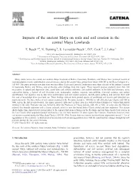 Impacts of the Ancient Maya on Soils and Soil Erosion in the Central Maya Lowlands