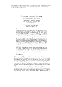 Quantum Machine Learning