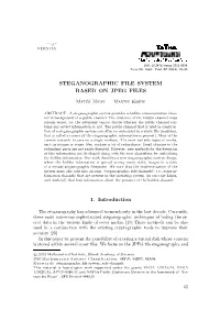 Steganographic File System Based on Jpeg Files 1