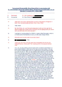Transcript of 83-Year-Old Mr. Brian Shaw of Kent in Conversation with Dr