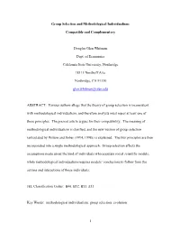 1 Group Selection and Methodological Individualism