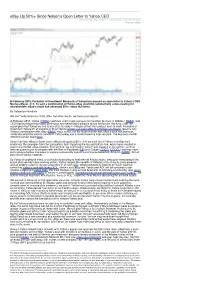 Ebay up 50%+ Since Nelson's Open Letter to Yahoo
