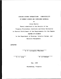 Cooking System Interactions: Comatibility Of