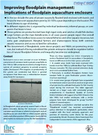 Implications of Floodplain Aquaculture Enclosure