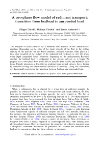 A Two-Phase Flow Model of Sediment Transport: Transition from Bedload To