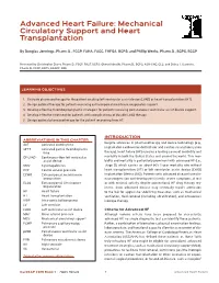 Advanced Heart Failure: Mechanical Circulatory Support and Heart Transplantation