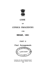 Code of Census Procedure, Part II, Bihar